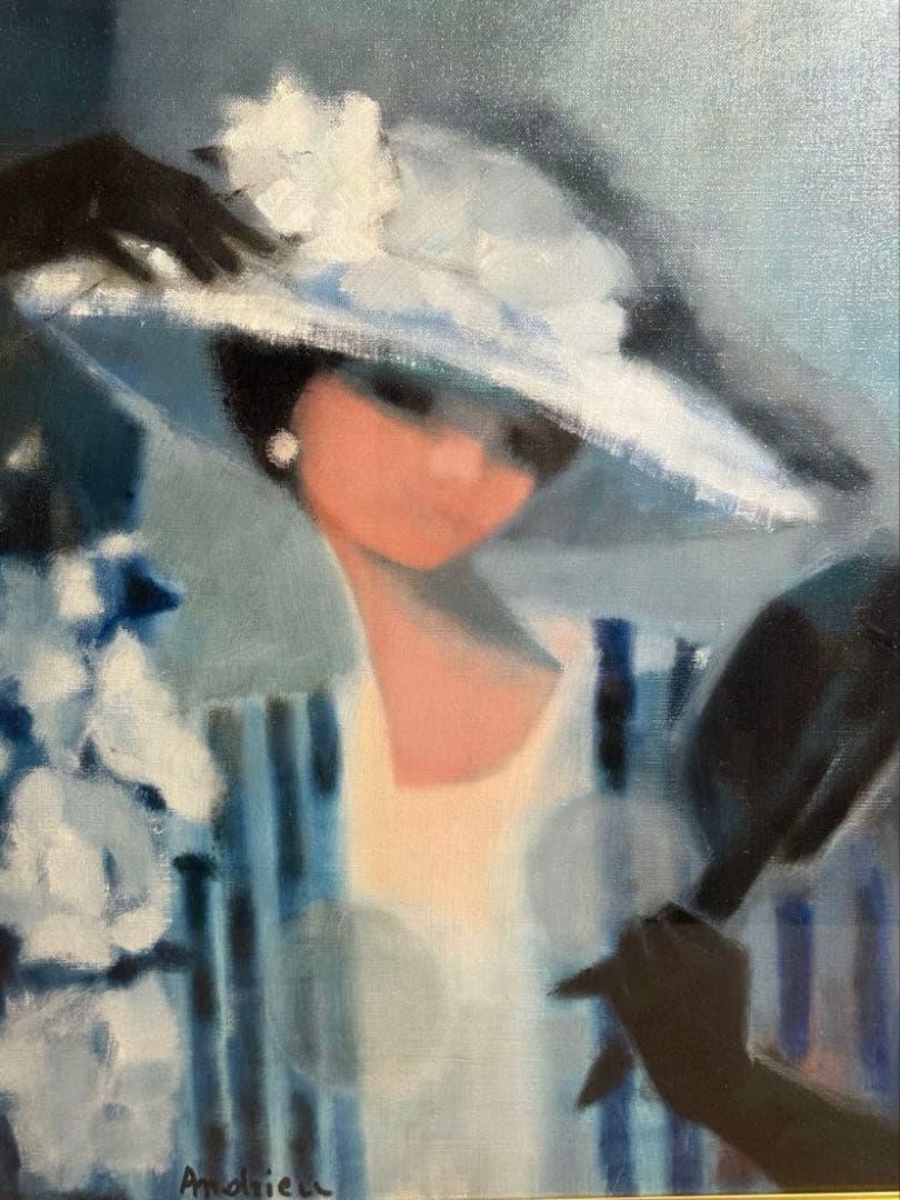 印象派　Jaqueline Andrieu 肉筆油彩画　直筆サインあり