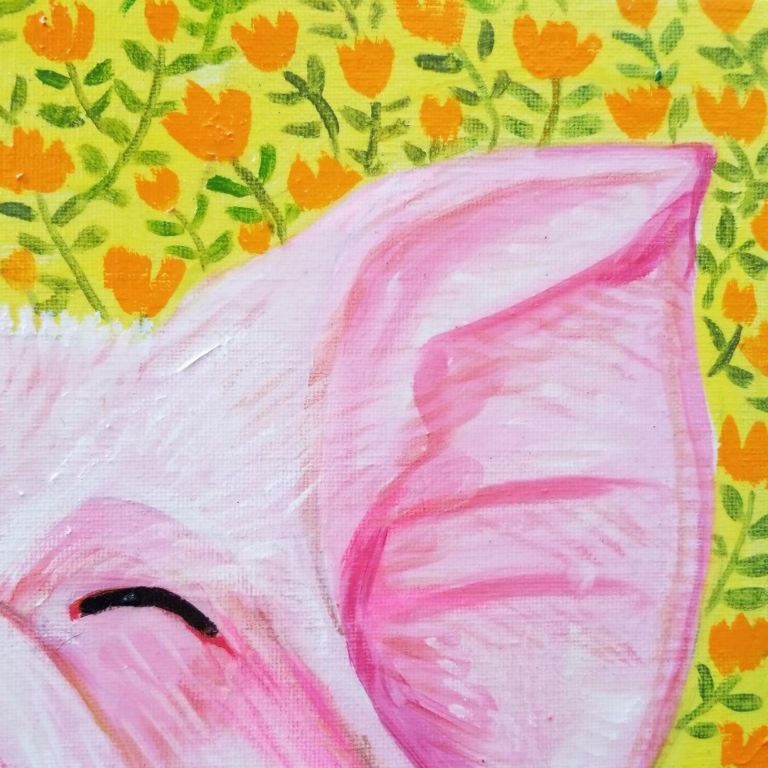 油絵　専用　すっごく笑ってる子ぶた