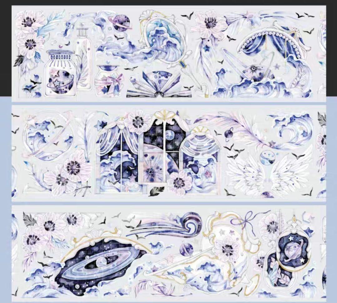 巻売 545★ 海外 マスキングテープ マステ PET 装飾 星 虹光