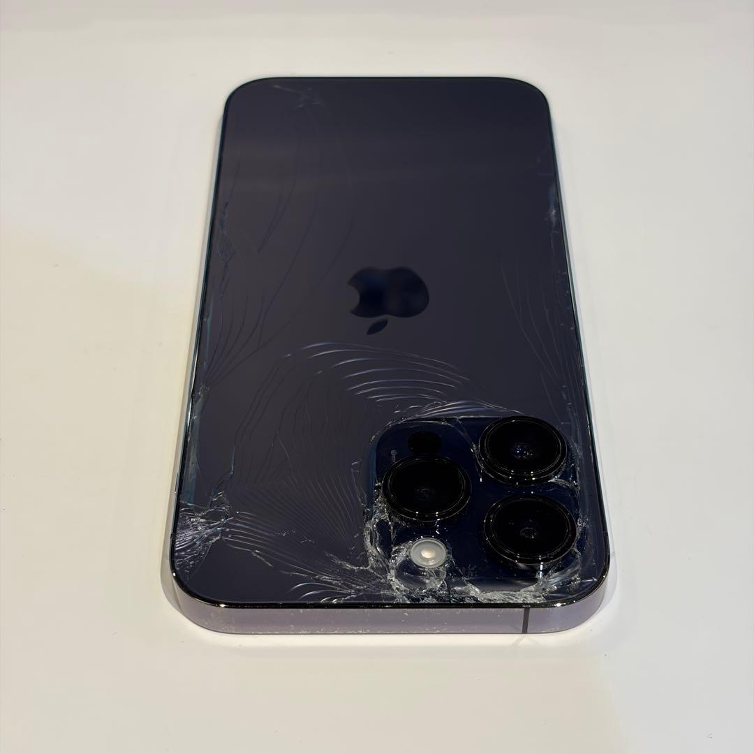 SIMフリー iPhone 14 Pro Max 256GBパープル　背面割れ