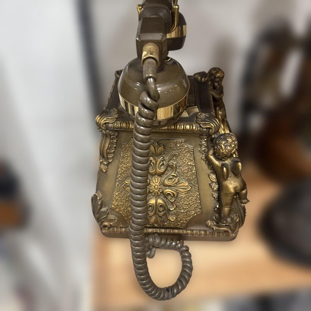 アンティーク電話 ブロンズ 天使彫刻付き