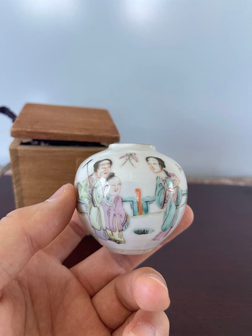 希少美品　粉彩茶入　中国清時代
