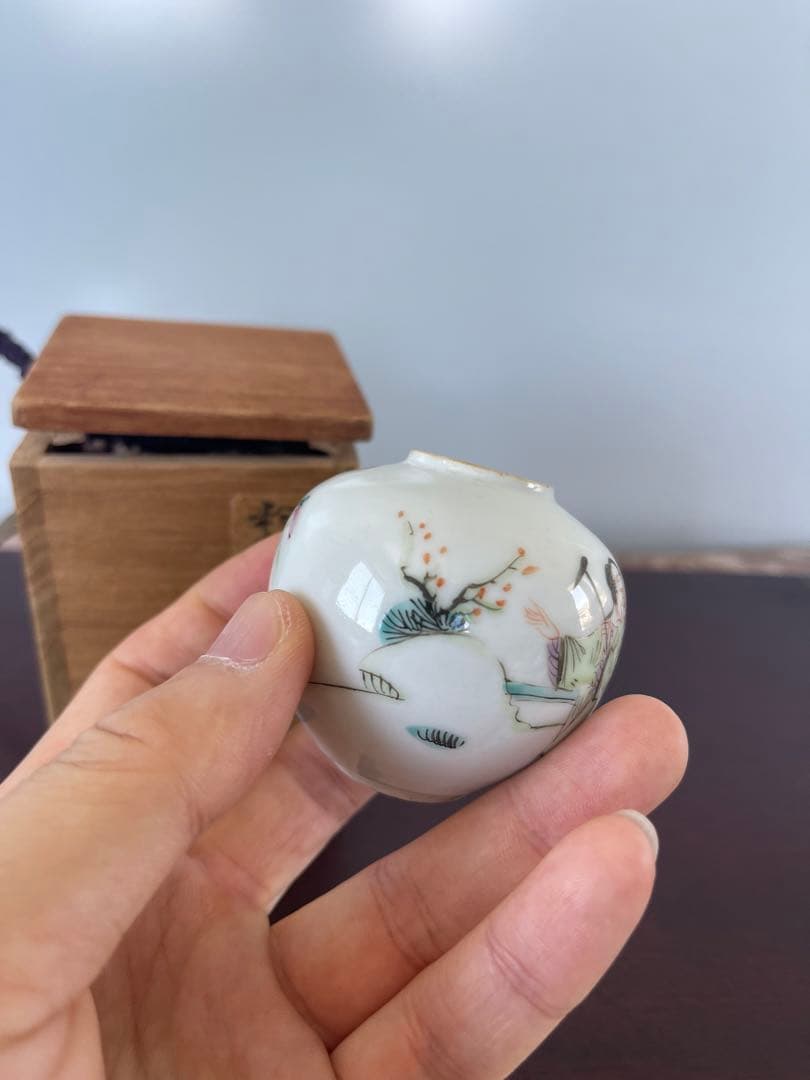 希少美品　粉彩茶入　中国清時代