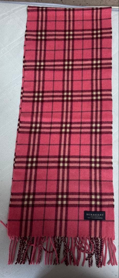 BURBERRY ピンク チェック柄 カシミヤ マフラー
