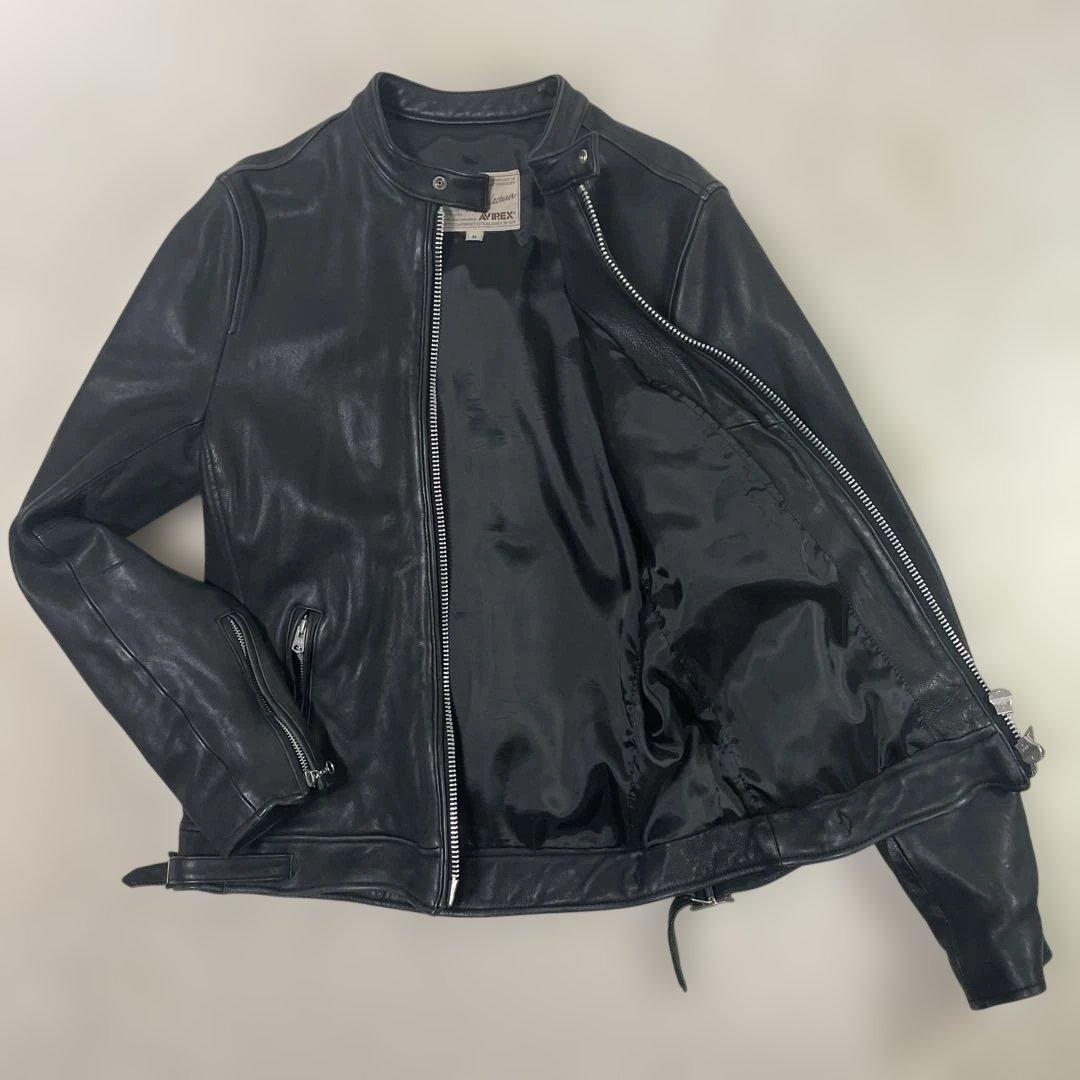 アヴィレックス ラムレザージャケット シングル M