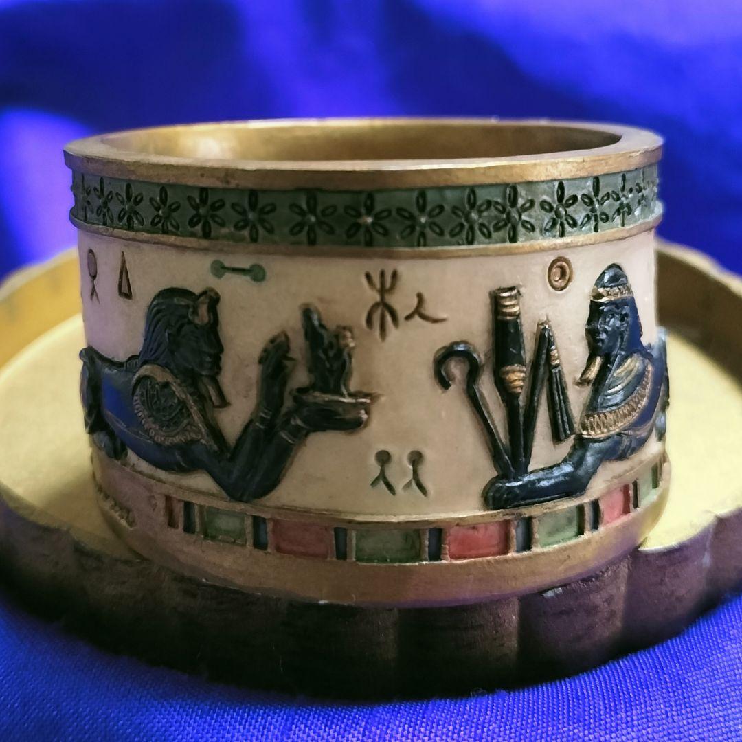民族工芸品✨古代エジプト調モチーフ 神秘的レリーフ彫刻 装飾品✨貴重品 小物入れ