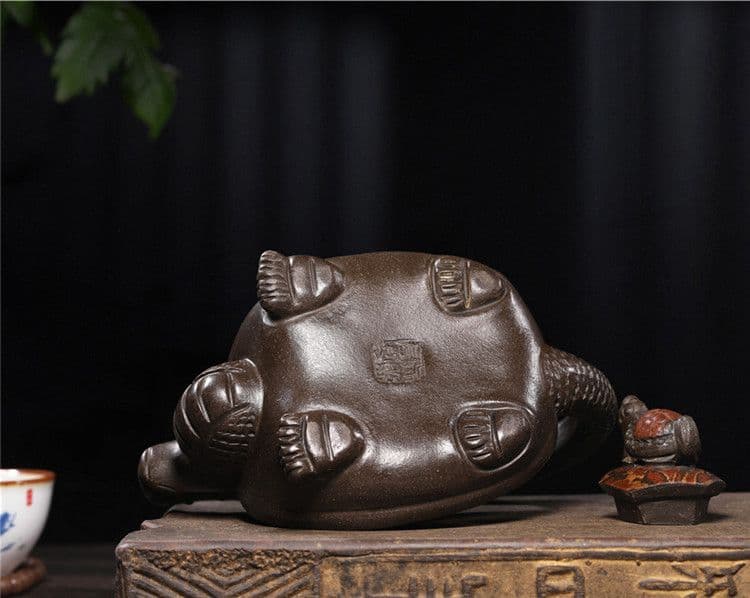 龍亀壺 紫泥急須・茶壺・茶道具置物・古置物