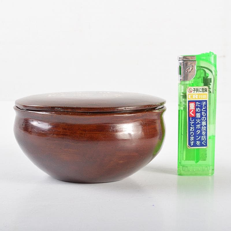 茶道具　漆塗　青貝文字　茶器　蓋物　時代箱付　M　R5487