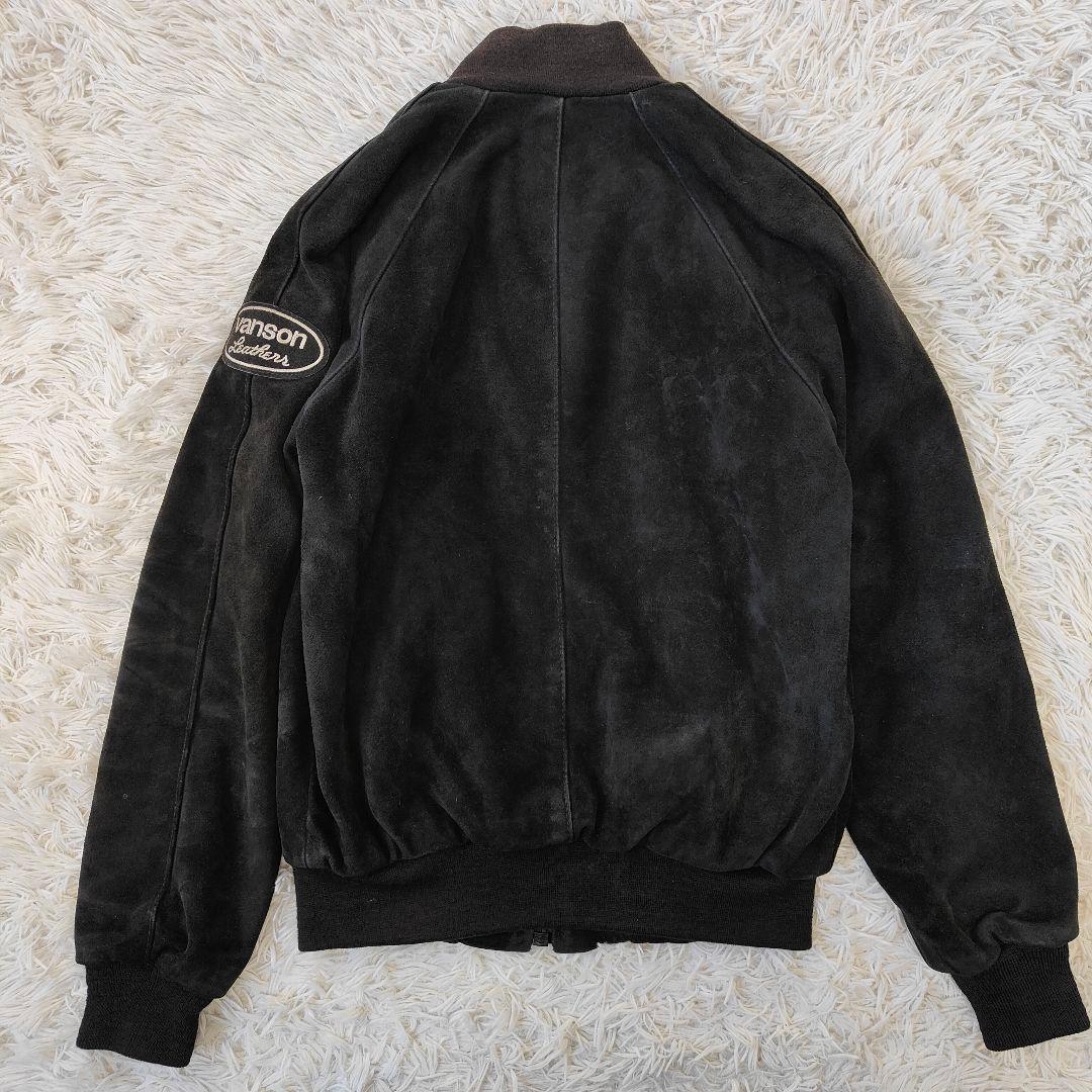 VANSON 9TJV クロスボーン　バックドロップ別注　スエードレザー　黒
