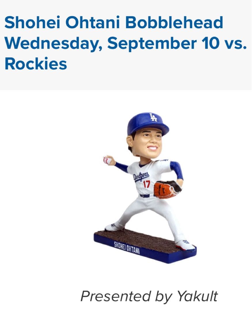 大谷翔平　ボブルヘッド　投手　ドジャース　来場者限定　スタジアム配布　冊子付