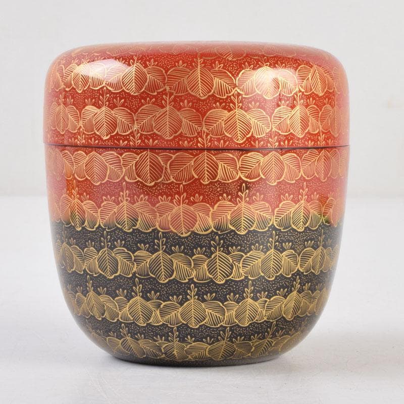 茶道具　輪島塗　前志芸男作　沈金桐紋様　棗　共布共箱　M　8632