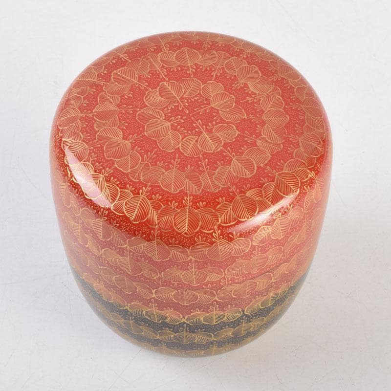 茶道具　輪島塗　前志芸男作　沈金桐紋様　棗　共布共箱　M　8632