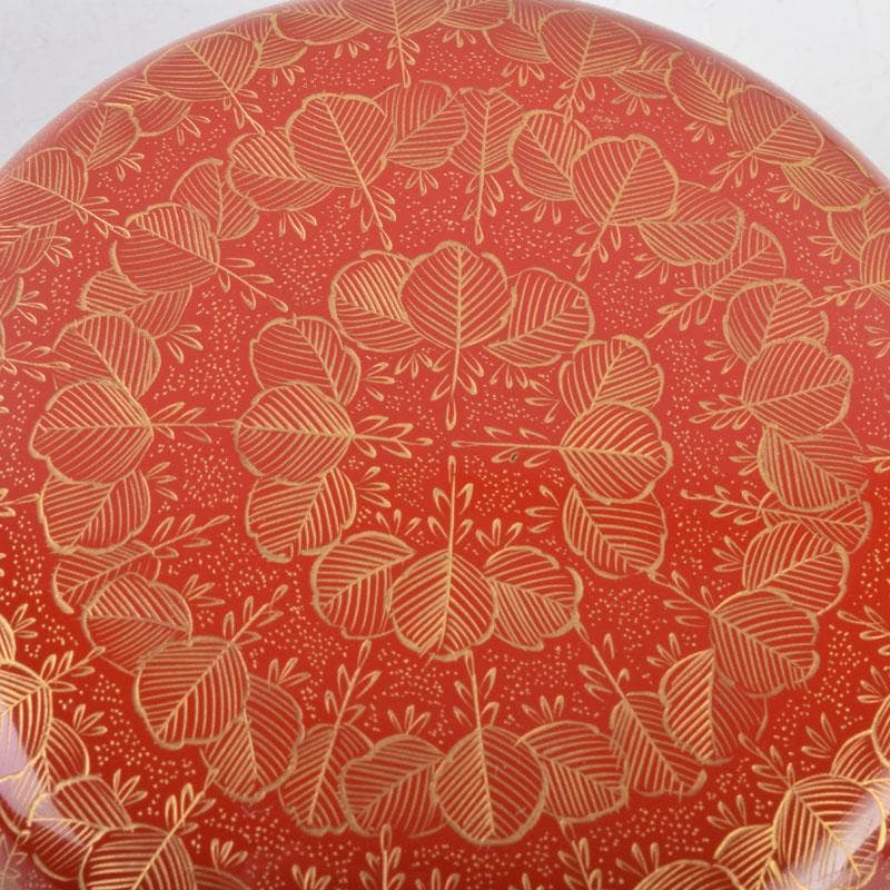 茶道具　輪島塗　前志芸男作　沈金桐紋様　棗　共布共箱　M　8632