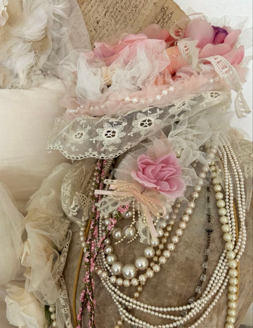 アンティーク雑貨 Pink Rose Long Trim