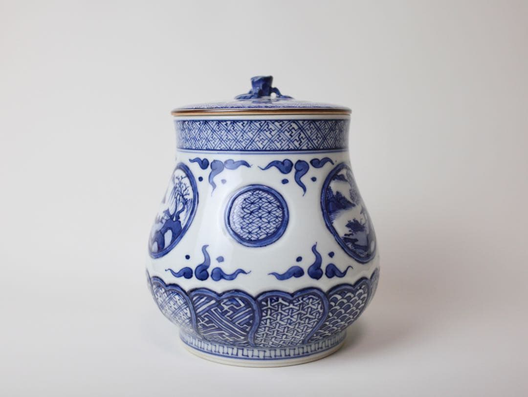 平安壹楽 山本壹楽 染付 水指 彫入水指 茶道具 煎茶器 抹茶