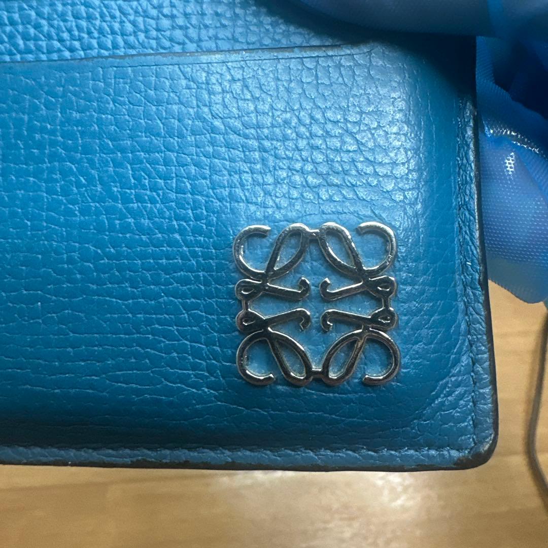 LOEWE ロエベ　ケース　スクエアカードホルダー　アナグラム　青
