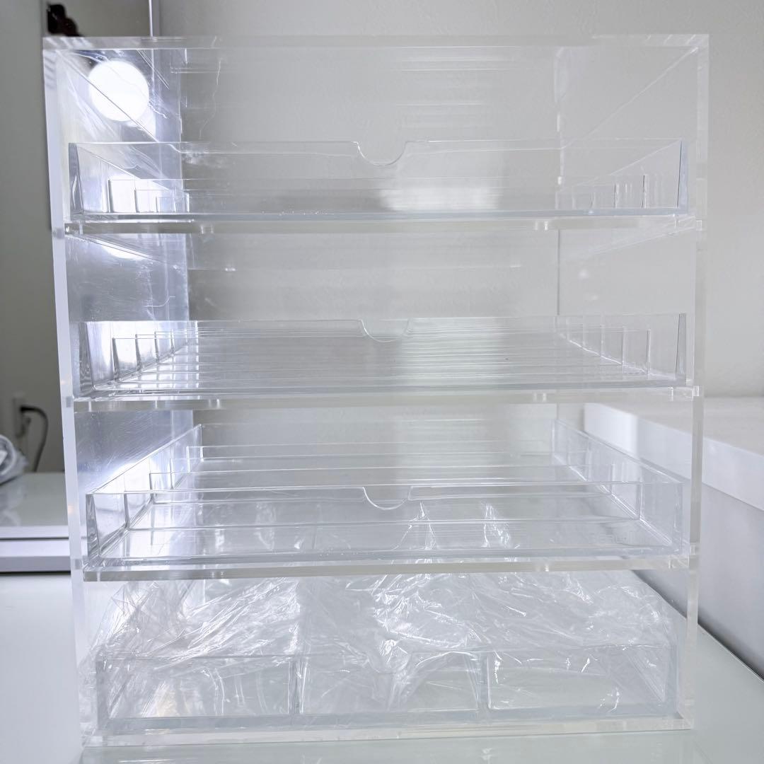 BeautINIT ビューティイニット 透明アクリルメイク収納ボックス 4段