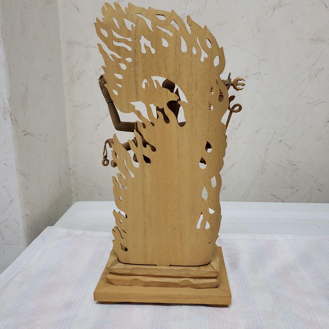 Ｂフライデー蔵出し特価上彫り仏像◆楠材 烏枢沙摩明王5寸立 眼入金泥◆五大明王