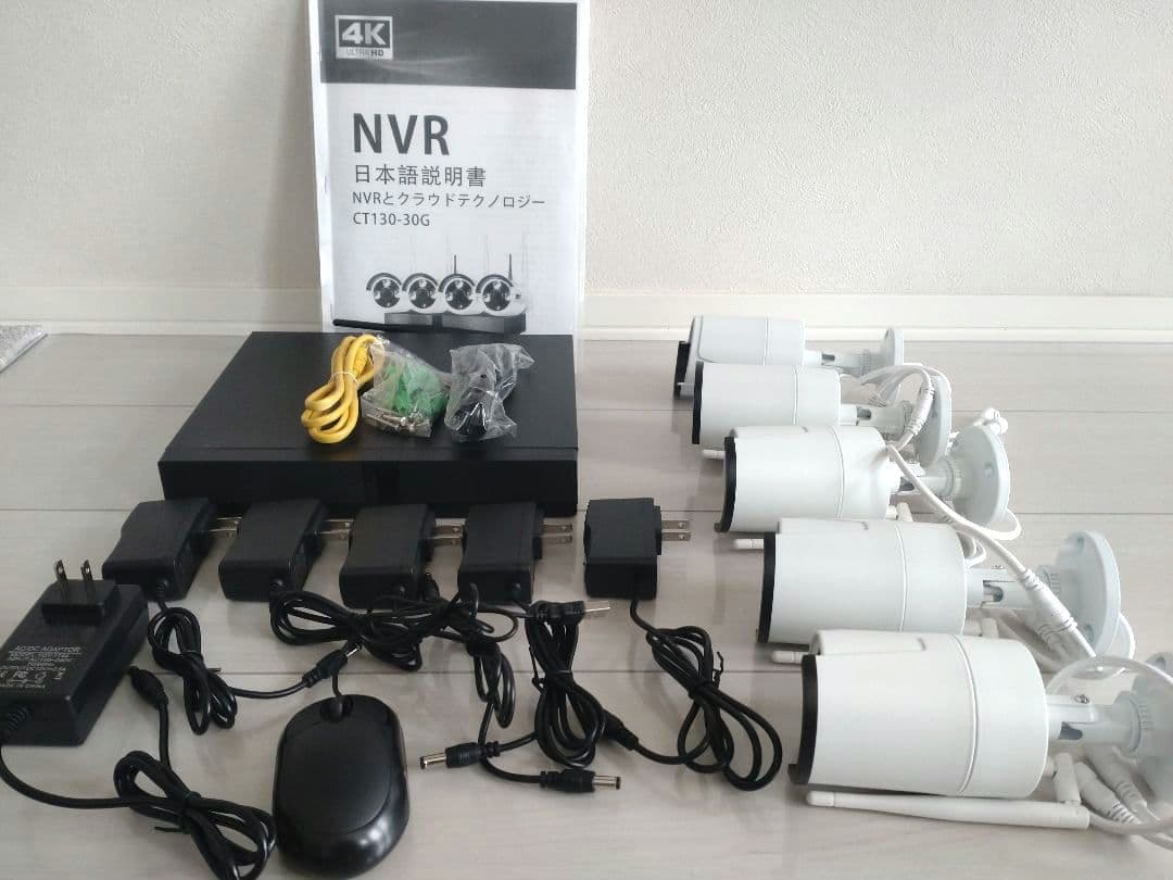 JKS 830万画素 4K ULTRA HD 防犯カメラ（4台＋1台予備用）