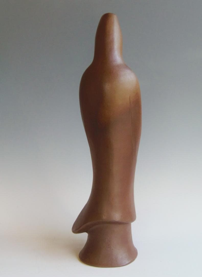 高33センチ金重利陶苑77代陶弘 金重利右衛門（金重稔）備前焼 観音像 置物