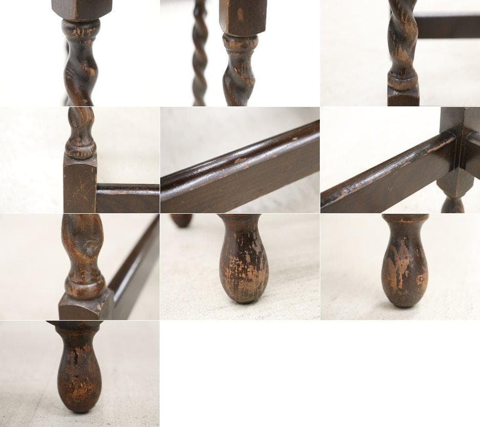 英国 イギリス ヴィンテージ ツイストレッグ オーク無垢材 サイドテーブル