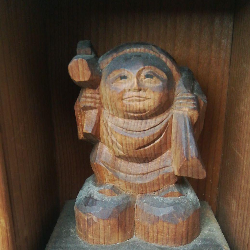 時代  仏教美術　木彫り  大黒天  厨子入  縁起物