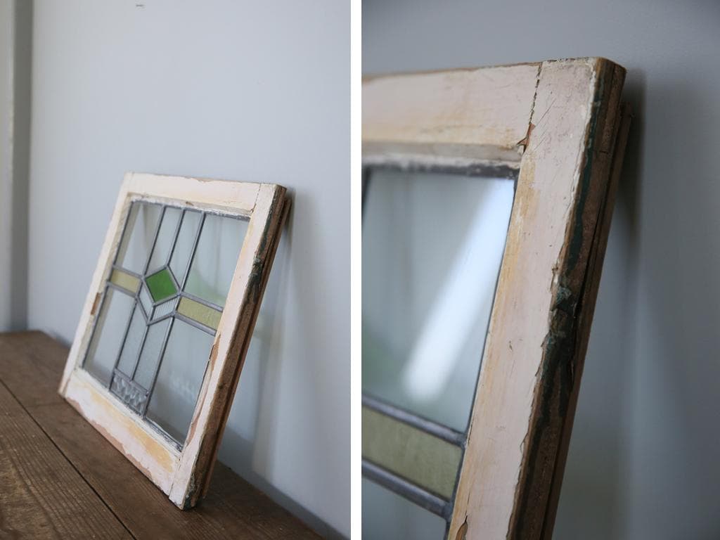 英国アンティークステンドグラス窓枠/ガラスウィンドウ/建具(84-212-6)