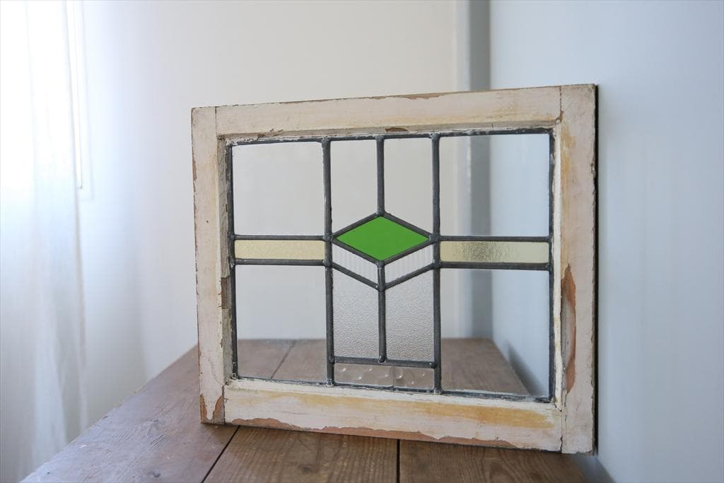 英国アンティークステンドグラス窓枠/ガラスウィンドウ/建具(84-212-6)