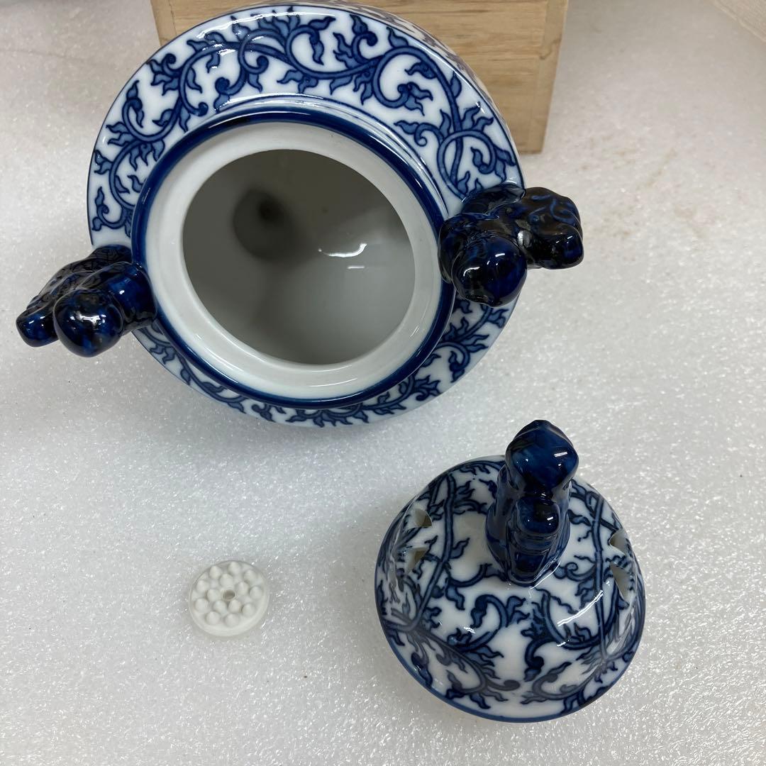 茶道具　香炉　染付　香炉　烝窯　N223AK