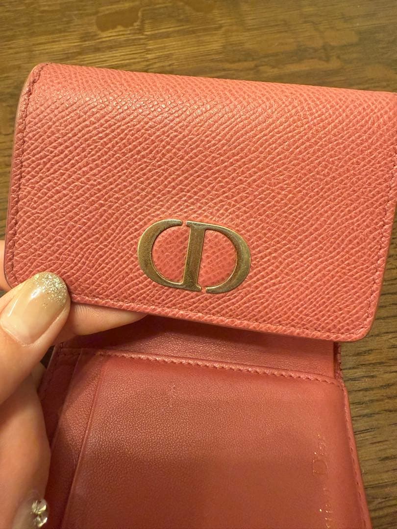 Dior ピンク 三つ折財布 MONTAIGNE ロータスウォレット