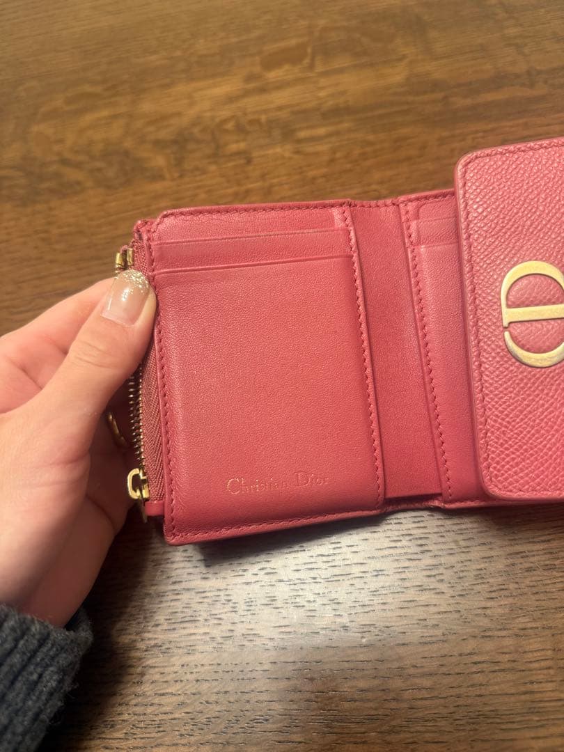Dior ピンク 三つ折財布 MONTAIGNE ロータスウォレット