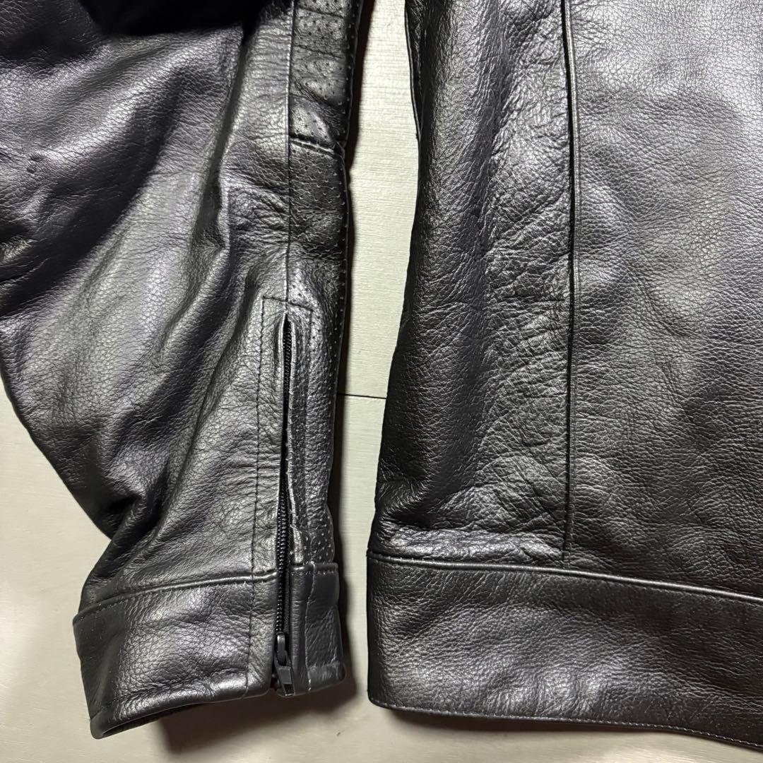 vintage レザーライダースジャケット　パンチングレザー　本革オールレザー