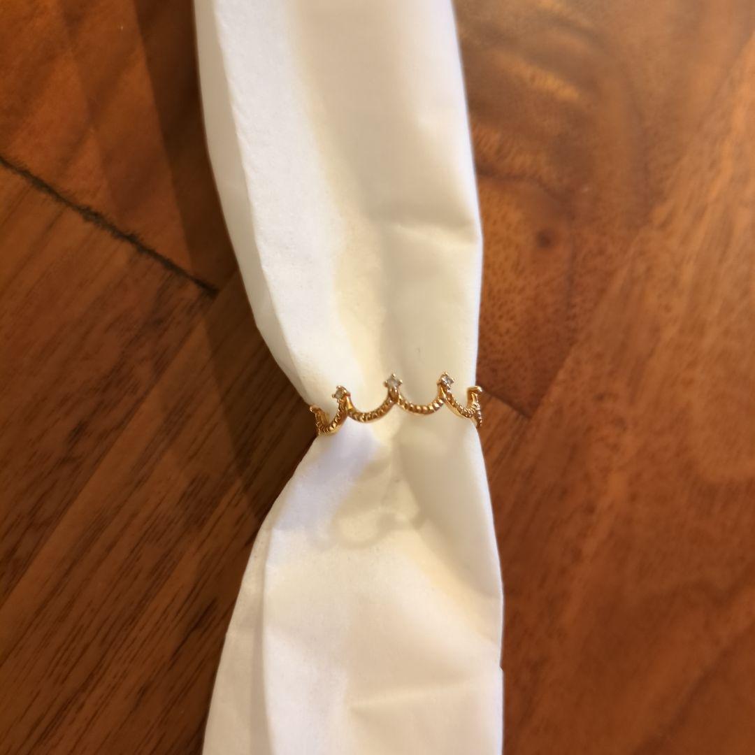 ete 10Kダイヤモンド　ゴールド クラウンデザインリング