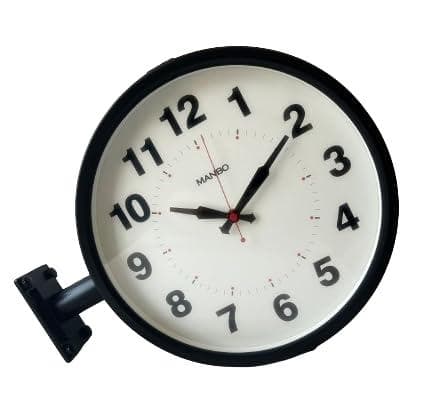 両面掛け時計ｍａｎｂｏ 両面掛時計－文字盤直径27CM 非電波 (ブラック)