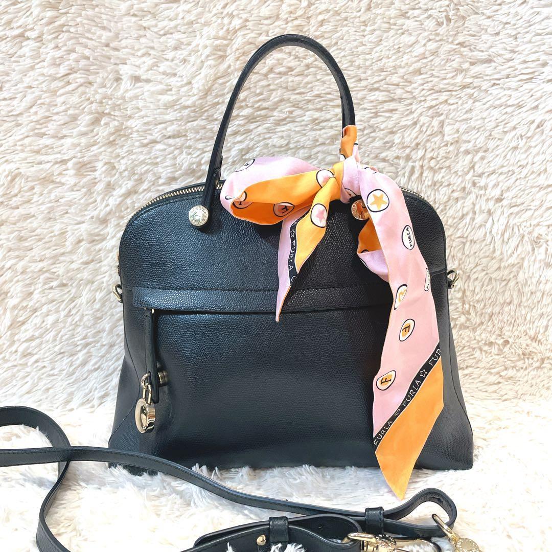 【極美品】 FURLA パイパーS ハンドバッグ 2way ショルダーバッグ 黒