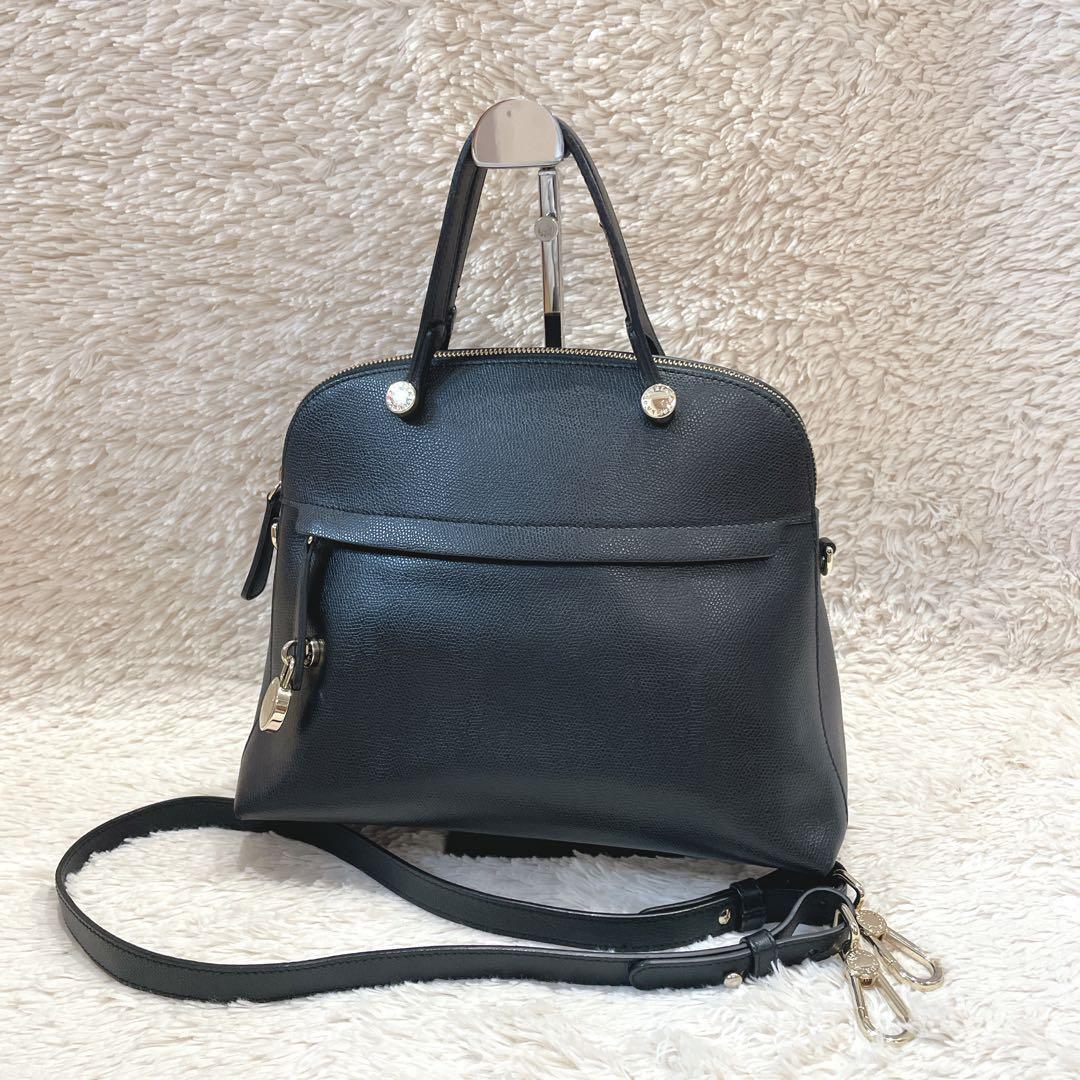 【極美品】 FURLA パイパーS ハンドバッグ 2way ショルダーバッグ 黒