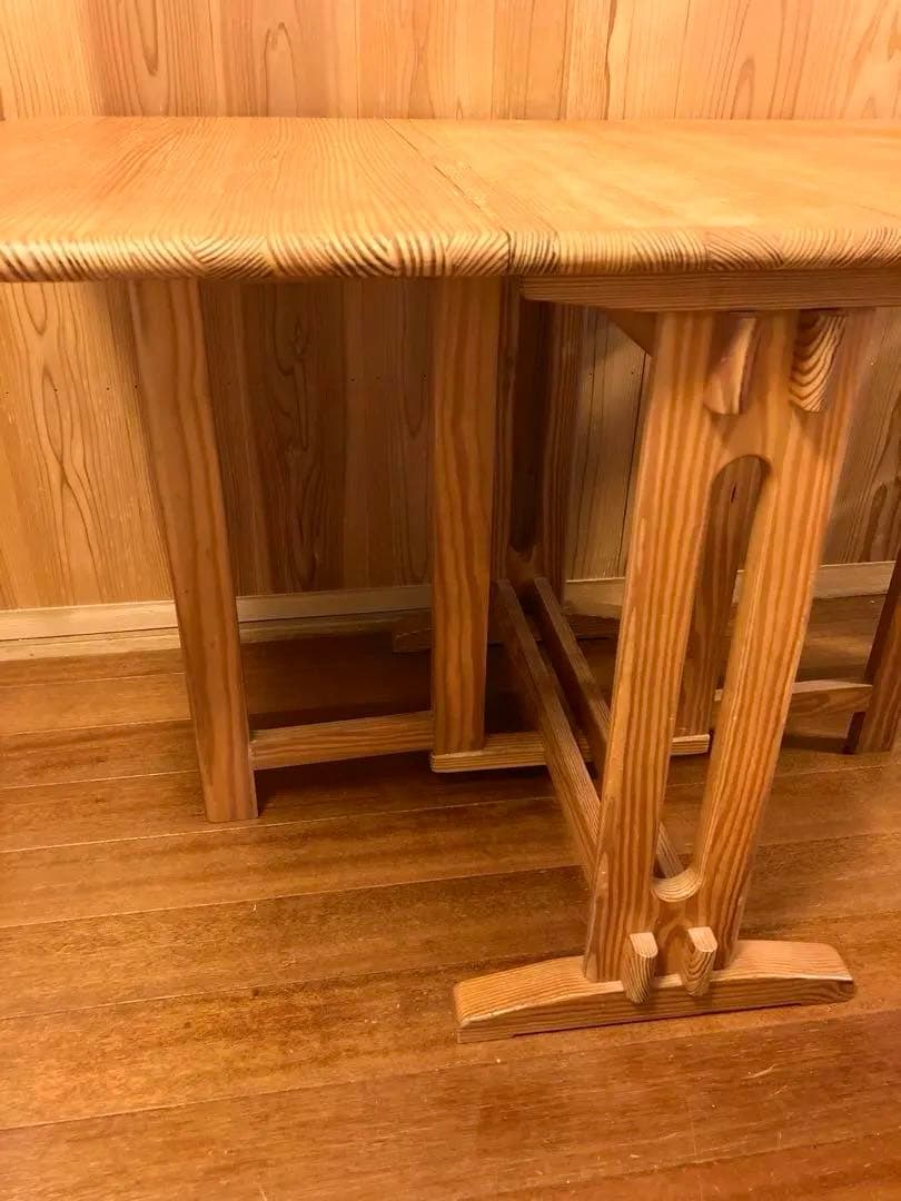 ヴィンテージ　木製　バタフライテーブル　古家具　折りたたみ　伸長　ダイニング　机