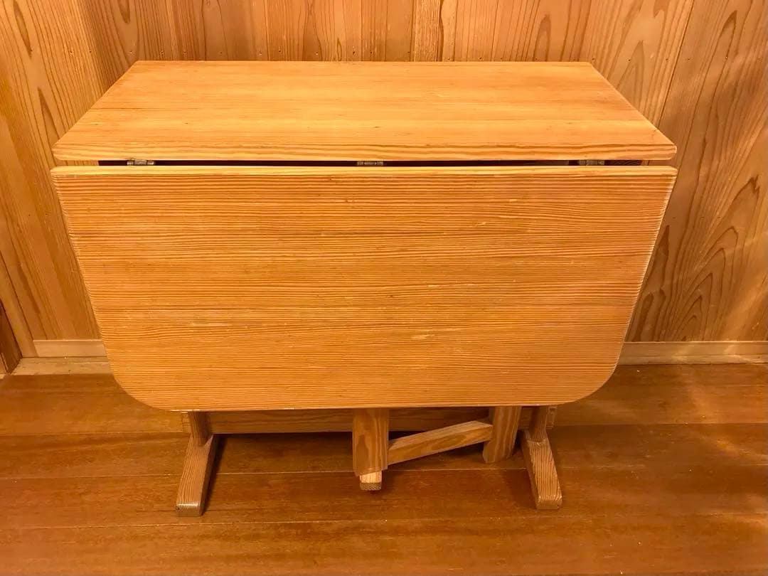ヴィンテージ　木製　バタフライテーブル　古家具　折りたたみ　伸長　ダイニング　机