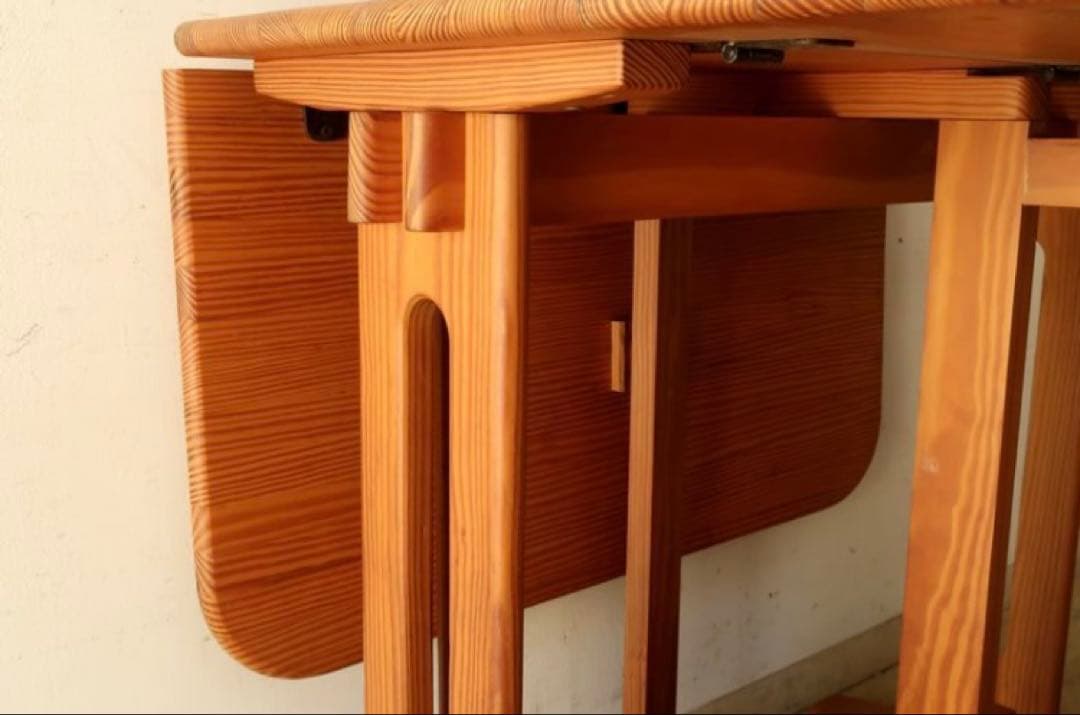 ヴィンテージ　木製　バタフライテーブル　古家具　折りたたみ　伸長　ダイニング　机