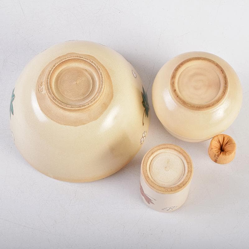 茶道具　桑茶箱　在銘　茶碗　桐蒔絵棗など　九点一式　仕覆付　共箱　MR9311B