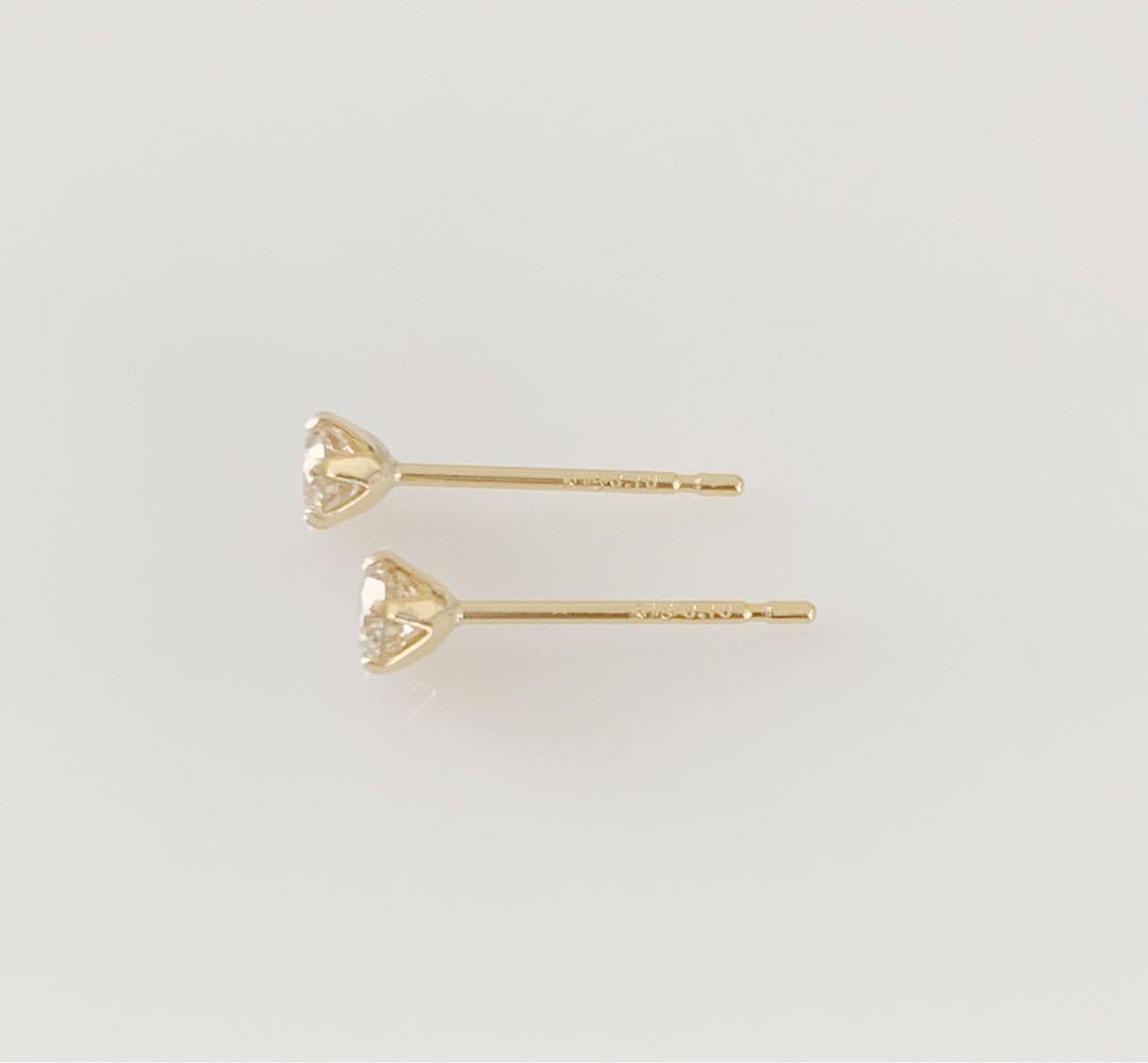 K18！シンプル1粒 天然ダイヤモンド 0.20ct ピアス！