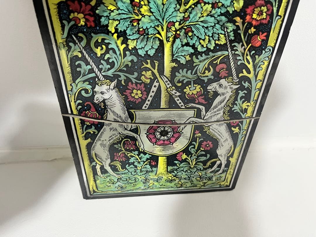 ステンドグラス 二匹のユニコーン グラスマスターズ 金継ぎ(錫)修復品