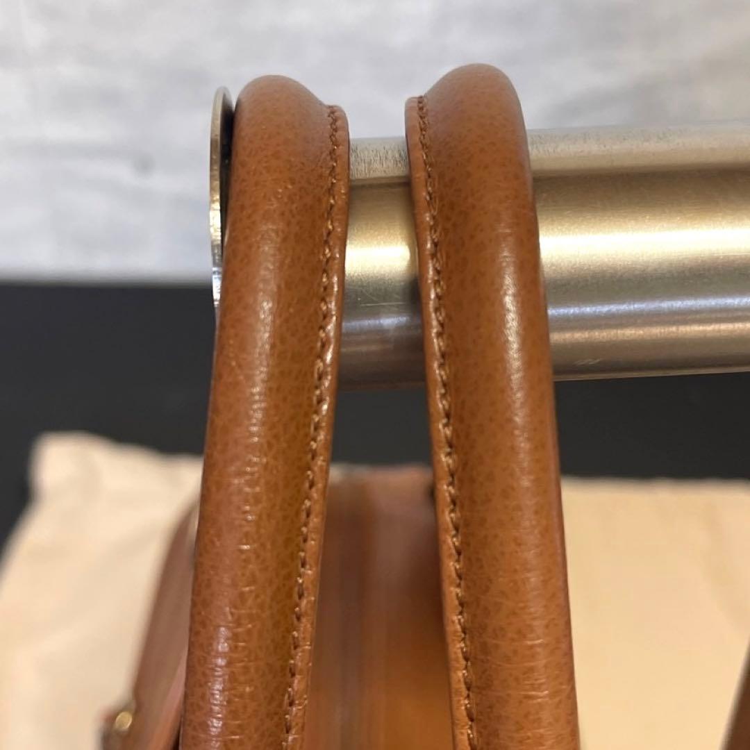 【HAMANO】濱野皮革工藝 キャメルブラウン レザー ゴールド金具ハンドバッグ