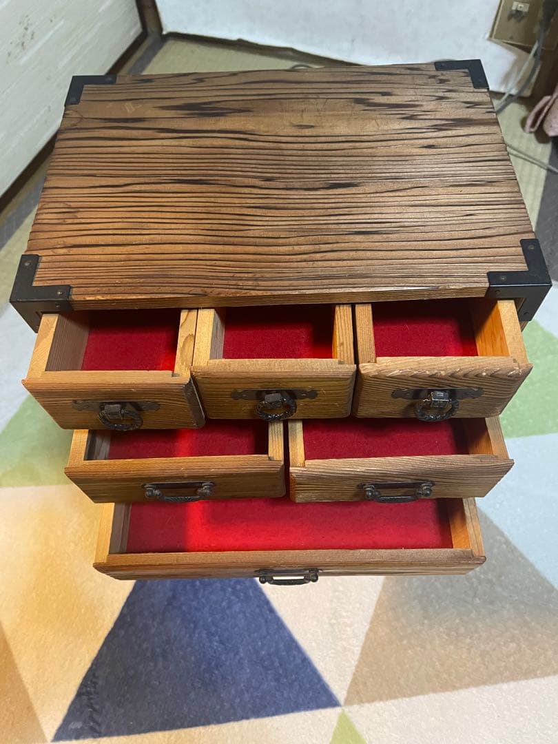 昭和？江戸？アンティークデザイン 木製小物入れ、薬箱✖️2