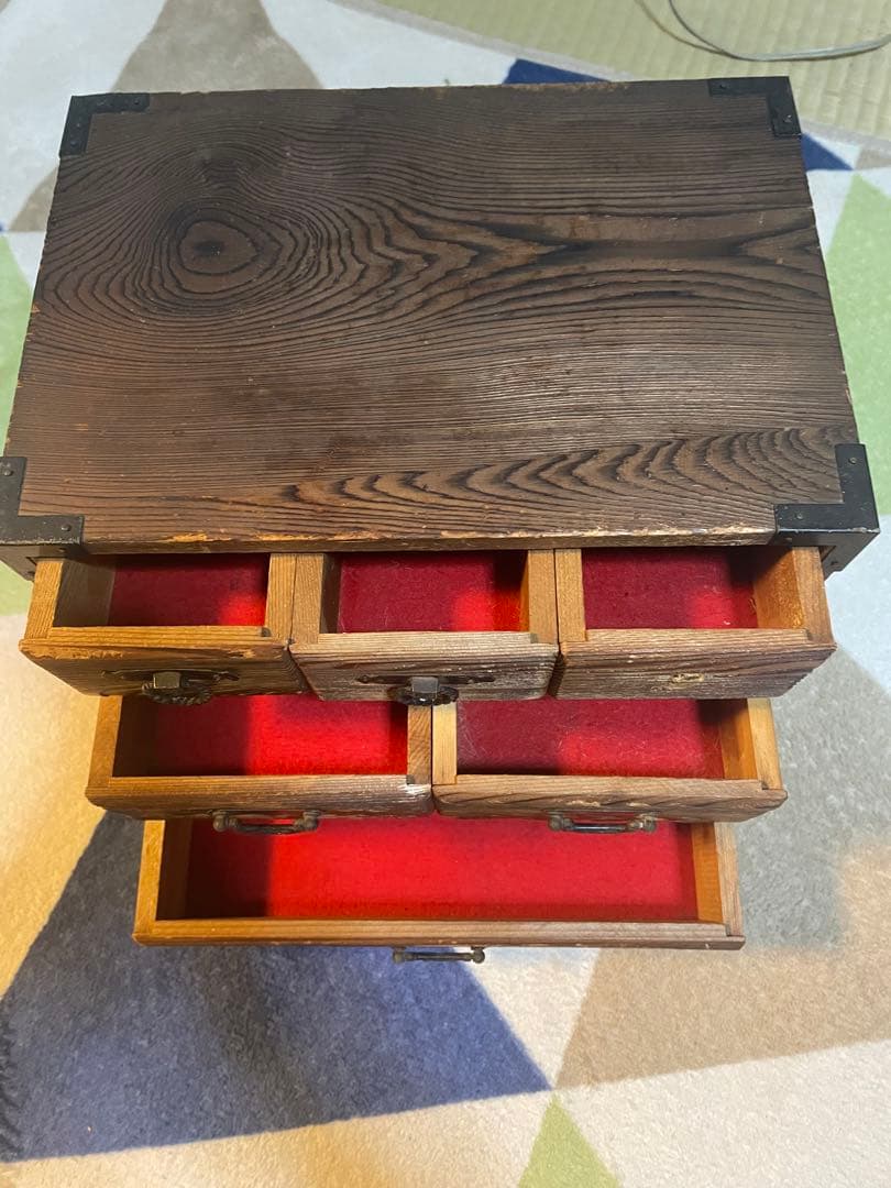 昭和？江戸？アンティークデザイン 木製小物入れ、薬箱✖️2
