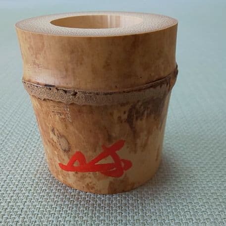 A 6 茶道 竹 蓋置 一双・ 寛州花押 (新品未使用品)