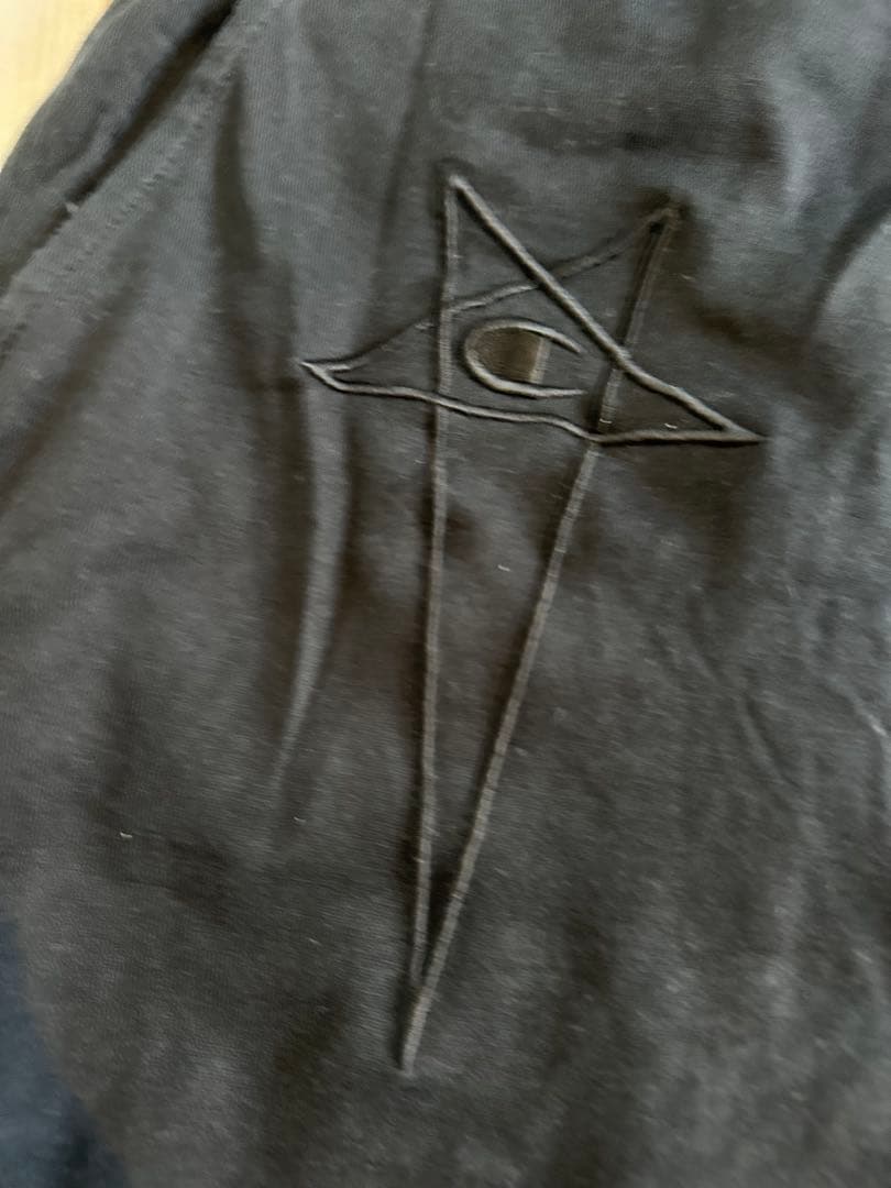 リックオウエンス　チャンピオン黒 サルエルパンツ 刺繍ロゴ入り