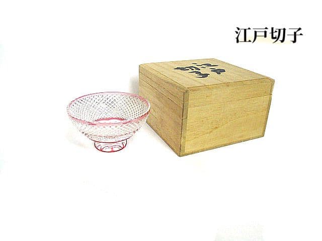 未使用品　伝統工芸士 「藤崎清一」作 江戸切子 お猪口 色被せガラス　切子ガラス