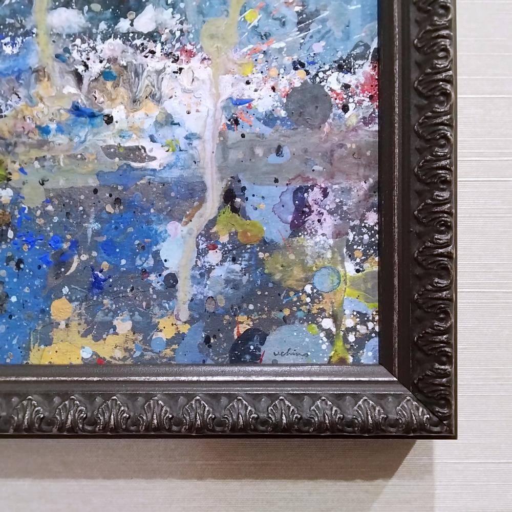 内野隆文　スターリーナイト　絵画　段ボールにアクリル　現代アート　抽象画　額縁