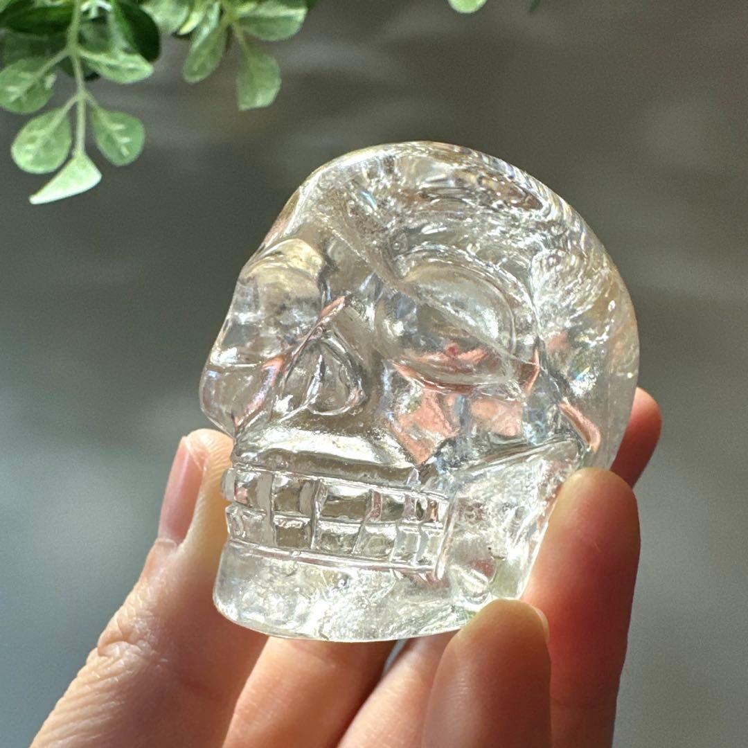 スカル　クリスタル　虹　クリアクォーツ　アイリス　水晶　163.6g 天然石